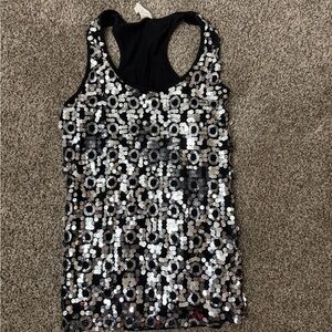 Glamorous Black and Silver Sequin Tank Top
